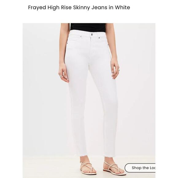 Loft The Skinny Raw Hem White Jeans, 26/2 NWOT - Picture 5 of 6
